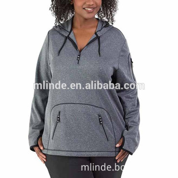 Cheap Women Fashion Long Sleeve Heather Sea Green SoftSport Fleece Zip-Up Hoodie Plus Size Sweatshirts Wholesale
